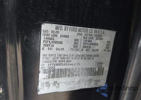 2001 Ford F-150 Harley-Davidson Edition/King Ranch Edition/Lariat/Xlt from USA, damaged, VIN 1FTRW07L01KA63658